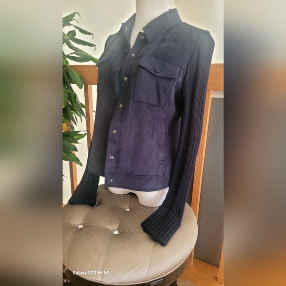 Charlie Women's suede Navy Jacket, XS - Picture 4 of 9